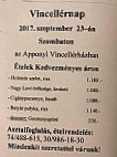 Vincellérház menu