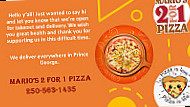 Mario's 2 for 1 Pizza & Chicken inside