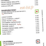 Tokyo Sushi menu