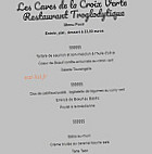 Les Caves de la Croix Verte menu