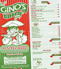 Gino's Pizza menu