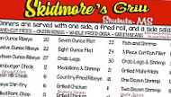 Skidmore's Grill menu