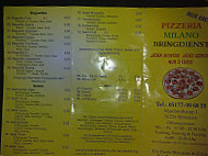 Pizzeria Milano Bringdienst menu