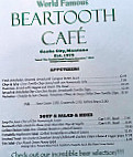 Beartooth Cafe menu