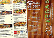 Öz Kebab menu