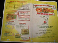 Thomas's Pizza Subs menu