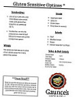 Gaunce's Deli Cafe menu