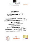 La Maison dans le Parc menu