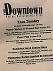 The Downtown menu