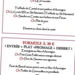La Table De L'ours menu