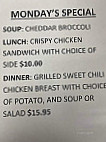 Rimrock Lodge menu