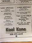 Kool-kone menu