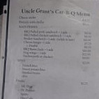 Uncle Grants Car-b-q menu