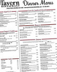 Tavern menu