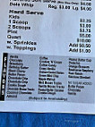 Ron's Ice Cream menu