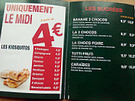 Le Kiosque à Pizzas menu