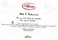 La Ferme menu