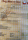 Chez Mimi Et Coco menu