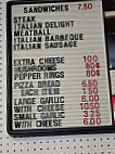 Richards Pizza menu