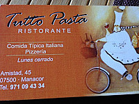 Tutto Pasta Manacor menu