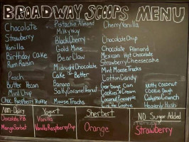 Broadway Scoops menu