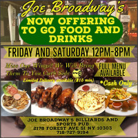 Joe Broadway's Billiards Sports Pub food