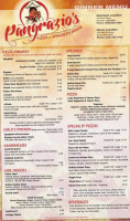 Pangrazio's Pizza Spaghetti menu