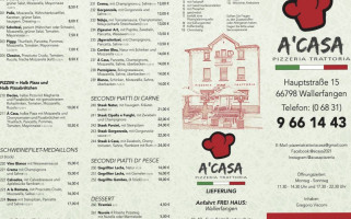 A Casa Pizzeria Wallerfangen menu