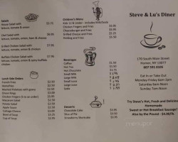 Steve Lu's Diner menu