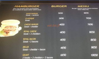 Friterie Rapid'burger menu