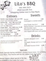 Lilo's Hawaiian Bbq menu