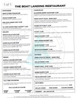 The Boat Landing menu