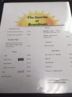 The Sunrise At Boardman menu