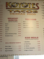 Koyote Tacos menu