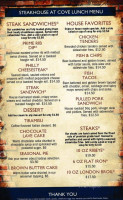 Steakhouse At Cove menu