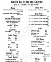 Randy's -b-que menu