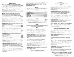 The Cornerstone Market menu