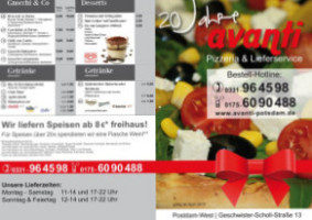 AVANTI Pizza Lieferservice menu