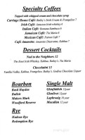 The Carriage House Tavern menu