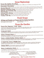 Kramer's Peanut Bar Restaurant menu