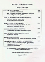 Main Street Cafe menu