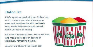 Rita's Italian Ice menu