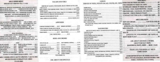 Mel's Diner menu