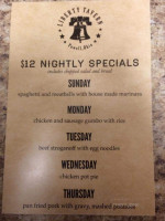 Liberty Tavern menu