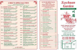 Szechuan Garden menu