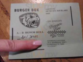 Burger Box menu