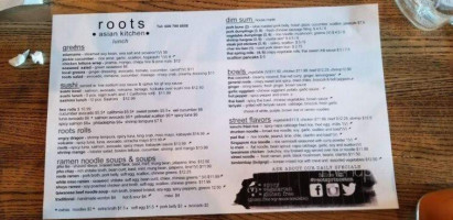 Roots Cafe menu