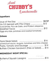 Aunt Chubby's Luncheonette menu