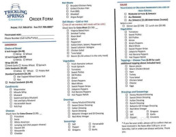 Trickling Springs Creamery menu