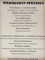 Portugese Fisherman menu